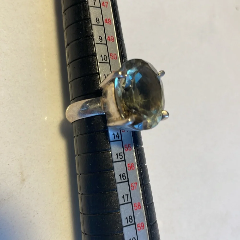 Sterling Silver Ring W A Gorgeous Faceted Topaz, Stunning, Sparkle!11.2 grams